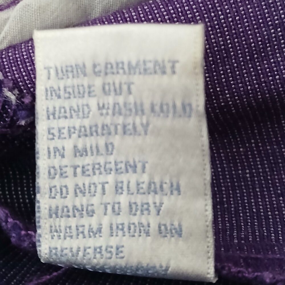 DG2 Diane Gilman Denim Vest M Purple Patchwork Embroidered - Picture 10 of 11